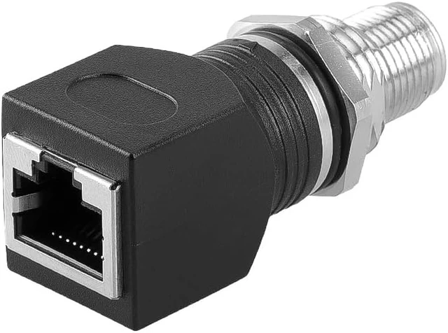 Alt view image 3 of 4 - M12 X-Code 8-Pin to RJ45 Adapter, Cat6a IP68 Waterproof Shielded Industrial Ethernet Connector, M12 Male to RJ45 Female for Cognex Keyence Basler Baumer Sick PLC Profinet