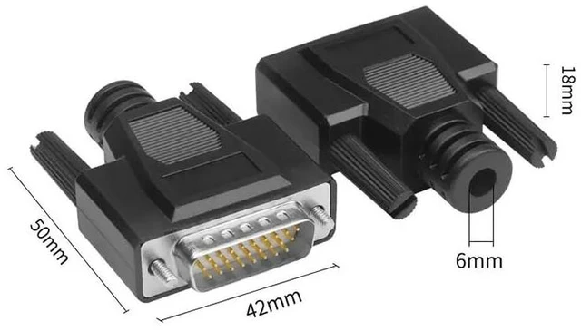 Alt view image 4 of 7 - 1pc DB26 Soldering Connector D-SUB HDB26 3 Rows of 26 Pin Plug DB26 Black Male Female Welding Wire Type Connectors(Male-PS)