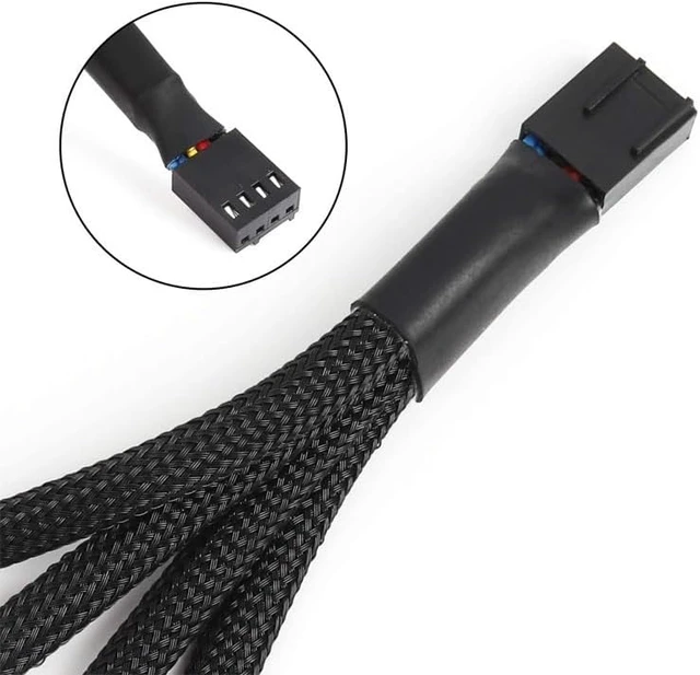 Alt view image 2 of 5 - PC Fan Splitter 4 Pin PWM Fan Splitter Cable PC Case Fan Header Splitter(1 to 4)