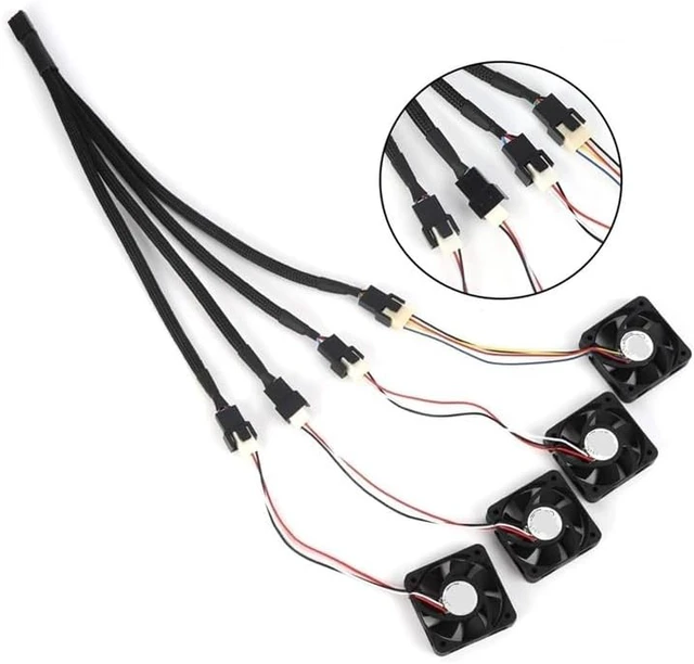 Alt view image 5 of 5 - PC Fan Splitter 4 Pin PWM Fan Splitter Cable PC Case Fan Header Splitter(1 to 4)