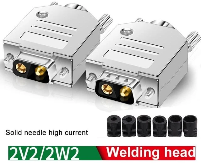 Alt view image 2 of 7 - DB High Current Plug Sol*/id Pure Copper Gold-Plated 2Pin Power Connector 2W2 2V2 Male and Female 40A an ti Reverse Insertion Joint(2W2 9F)