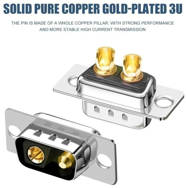Alt view image 3 of 7 - DB High Current Plug Sol*/id Pure Copper Gold-Plated 2Pin Power Connector 2W2 2V2 Male and Female 40A an ti Reverse Insertion Joint(2W2 9F)