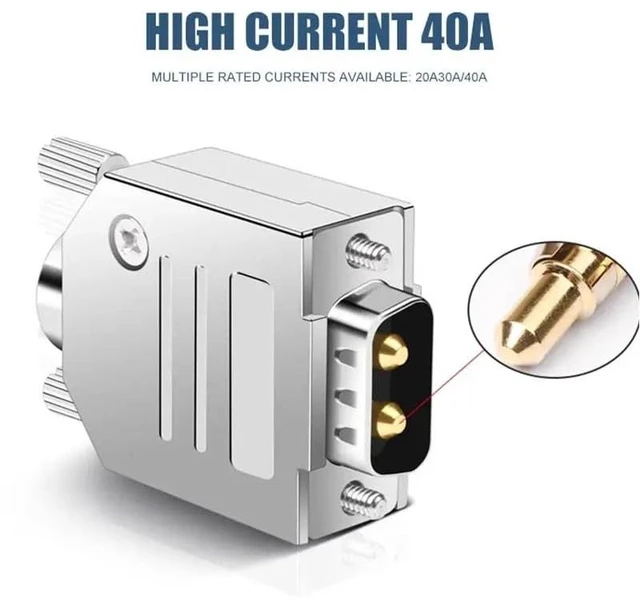 Alt view image 4 of 7 - DB High Current Plug Sol*/id Pure Copper Gold-Plated 2Pin Power Connector 2W2 2V2 Male and Female 40A an ti Reverse Insertion Joint(2W2 9F)
