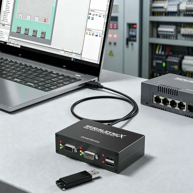 Alt view image 2 of 7 - DriverGenius Industrial USB to 2-Port RS232 Serial Adapter