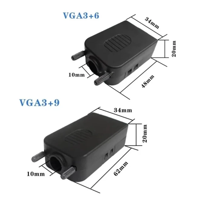 Alt view image 3 of 4 - VGA Solderless Joint DB15 3+6/3+9 Locking Type 3 Rows of 15 Needles Male Female Connector(Type-1)