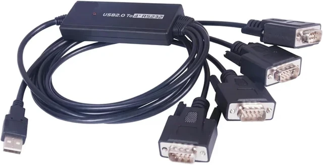 Alt view image 2 of 3 - USB 2.0 to 4 Port RS232 Serial Adapter DB9 Connector, Multi-Port COM Converter for PC/Laptop