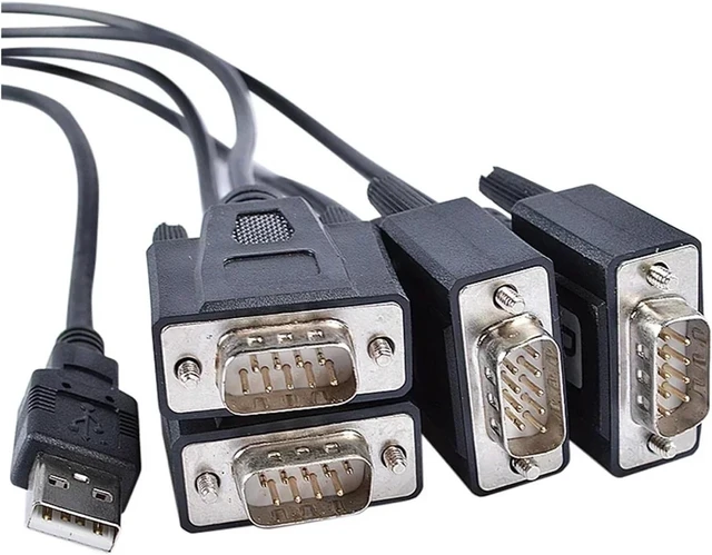 Alt view image 3 of 3 - USB 2.0 to 4 Port RS232 Serial Adapter DB9 Connector, Multi-Port COM Converter for PC/Laptop