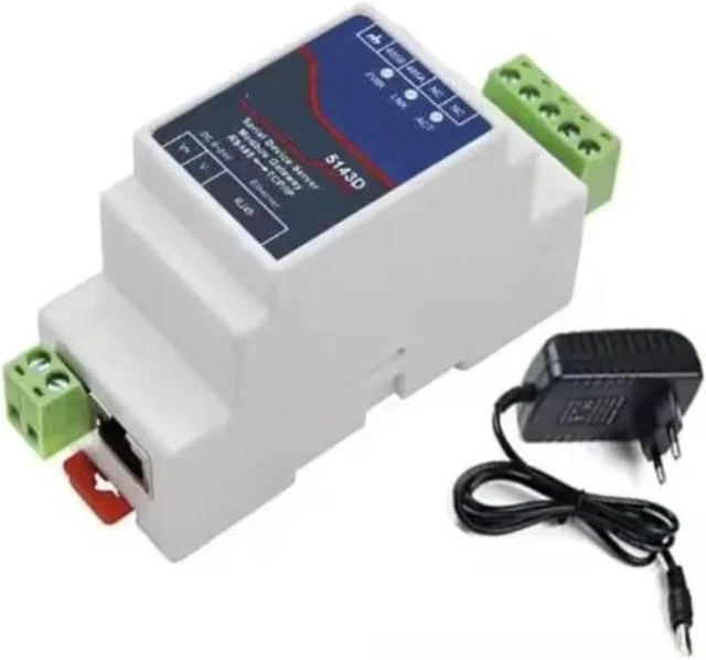 Alt view image 2 of 7 - DIN Rail RS485 to TCP/IP Ethernet Serial Server Converter 5143D(with Adaptor)