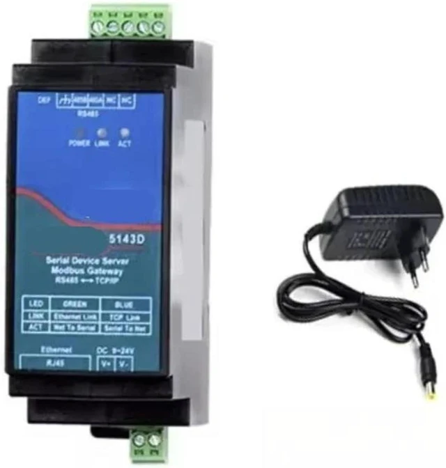 Alt view image 4 of 7 - DIN Rail RS485 to TCP/IP Ethernet Serial Server Converter 5143D(with Adaptor)