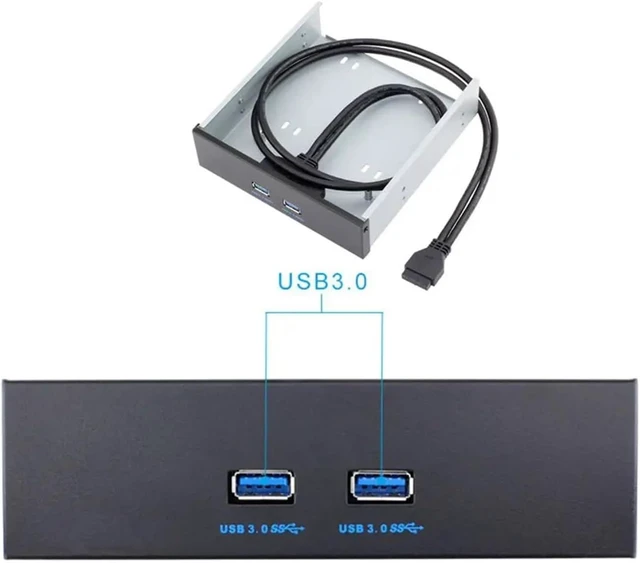 Alt view image 2 of 6 - USB3.0 Front Panel Optical Drive Position Dual Port 19 pin/20 pin to Adapter Cable