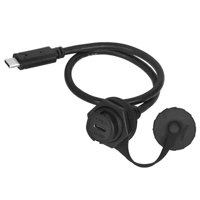 Alt view image 5 of 5 - USB Type C Industrial Extender Data Adapter Aviation Connector USB 3.1 Ethernet Male Female 0.3 Meter 1m Extension Cable Panel Mount(1m Cable,Plastic Nut)