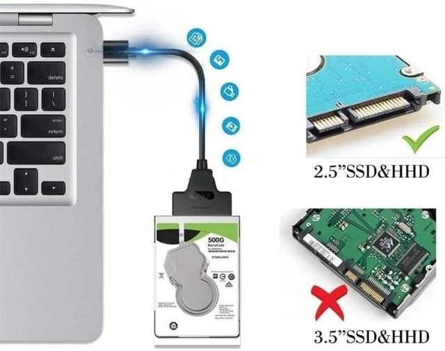 Alt view image 3 of 6 - USB Adapter Cable for 2.5Inch HDD/Solid Disk 6Gbps Fast Data Transfer