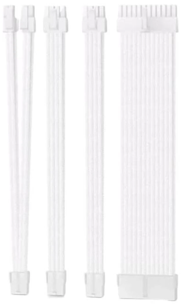 Main image of KUNSR PC Power Supply Sleeved Cable Extension 30CM 24Pin PCIE GPU 8Pin CPU Extensions with Cable Combs Set(All White)