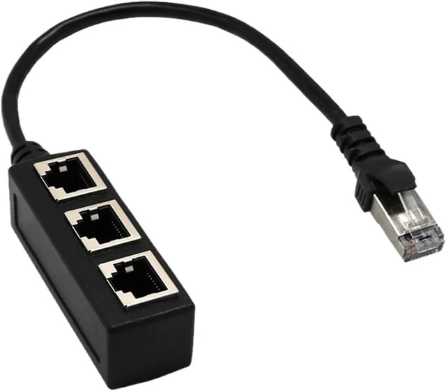 Alt view image 2 of 7 - 1 to 3 RJ45 Splitter LAN Ethernet Network RJ45 Connector Extender Adapter Cable for Networking 1 Male to 3 Female Extension