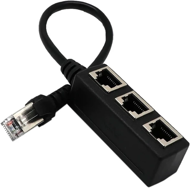 Alt view image 4 of 7 - 1 to 3 RJ45 Splitter LAN Ethernet Network RJ45 Connector Extender Adapter Cable for Networking 1 Male to 3 Female Extension