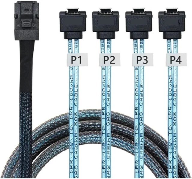 Main image of HD SFF-8643 to 4X 7pin Female 90 Degree