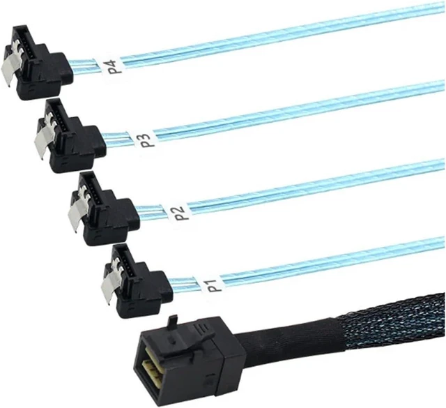 Alt view image 3 of 4 - HD SFF-8643 to 4X 7pin Female 90 Degree
