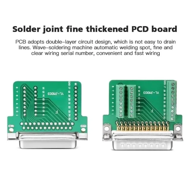 Alt view image 6 of 6 - DB25 Solderless Plug Industrial 2-Row Copper 25-pin Male Female Serial Port Adapter D-sub Breakout Terminal Connector(SMS)