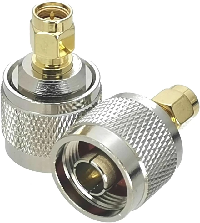 Alt view image 2 of 4 - 1-piece N-type male to SMA-type male center coaxial adapter connector