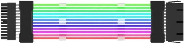 Main image of PSU Power Supply Extension Cable 24 Pin Motherboard Extension Cable Graphics Card 8-Pin 6+2Pin RGB Glow(24pin Black)