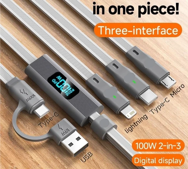 Alt view image 2 of 4 - 100W USB C & USB A Cable 3 in 1 Multi Fast Multiple Cord(A)