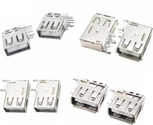 Alt view image 2 of 6 - 5/10PCS USB 2.0 Type-A Female Socket - 90° Bent Foot Side PCB Mount Adapter for Easy Data Transfer(Type-4,5PCS)