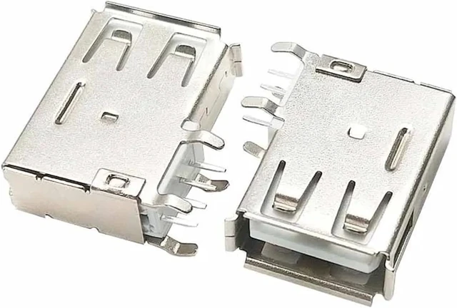Alt view image 3 of 6 - 5/10PCS USB 2.0 Type-A Female Socket - 90° Bent Foot Side PCB Mount Adapter for Easy Data Transfer(Type-4,5PCS)