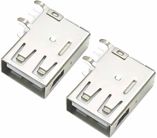 Alt view image 5 of 6 - 5/10PCS USB 2.0 Type-A Female Socket - 90° Bent Foot Side PCB Mount Adapter for Easy Data Transfer(Type-4,5PCS)