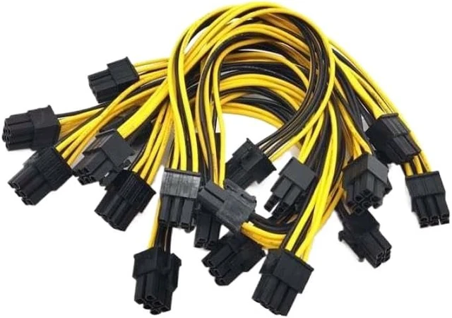 Alt view image 3 of 6 - PCIe 6Pin Male To 6Pin Male Graphics Video Card Power Adapter 22cm 10 Pack