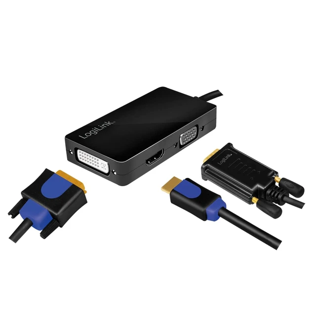 Alt view image 2 of 6 - LogiLink CV0110 4K Mini DisplayPort to DVI/HDMI/VGA Adapter Black