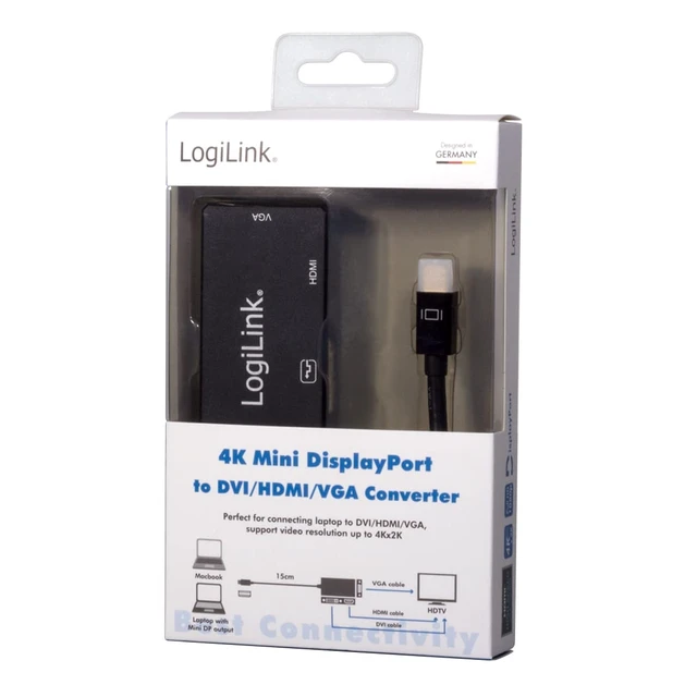 Alt view image 5 of 6 - LogiLink CV0110 4K Mini DisplayPort to DVI/HDMI/VGA Adapter Black