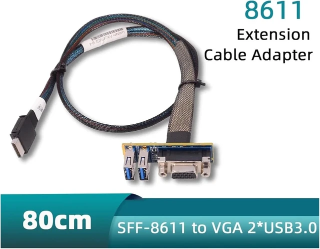 Alt view image 2 of 7 - 8611 to VGA SFF-8611 to USB3.0 Server Adapter Cable
