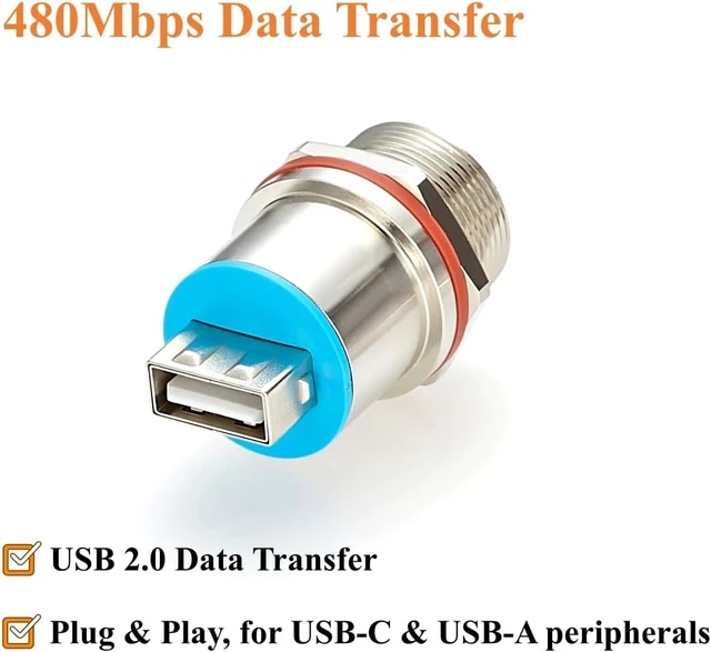 Alt view image 5 of 7 - IP67 Rugged USB 3.1 C Female to USB 2.0 A Female Panel Mount Adapter (1Pc)