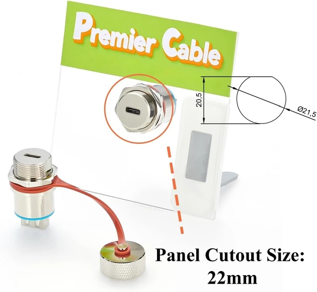 Alt view image 3 of 7 - IP67 Rugged USB 3.1 C Female to USB 2.0 A Female Panel Mount Adapter (1Pc)