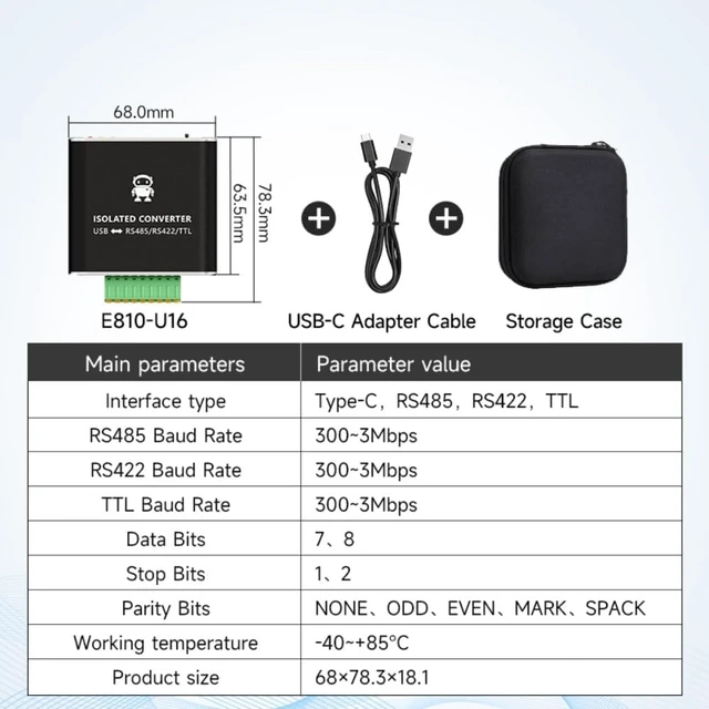 Alt view image 2 of 7 - FT232RL USB to Serial Port Converter Support USB to TTL/RS485/RS232/RS422 Industrial-Grade (E810-U16)
