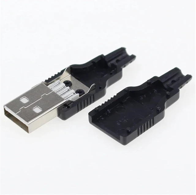 Alt view image 2 of 3 - (5pcs Male+5pcs Female USB 4 Pin Socket Connector with Black Cover