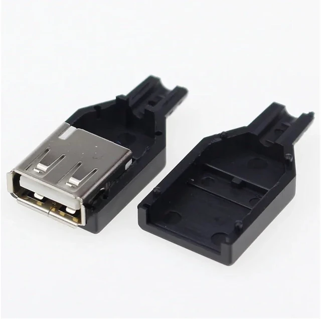 Alt view image 3 of 3 - (5pcs Male+5pcs Female USB 4 Pin Socket Connector with Black Cover