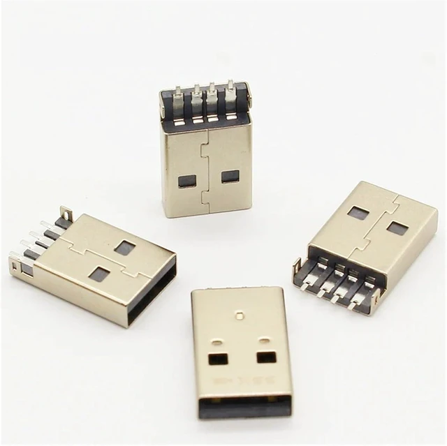 Main image of 10pcs/lot USB 2.0 4Pin A Type Male SMT Connector Black G49 for Data Transmission Charging