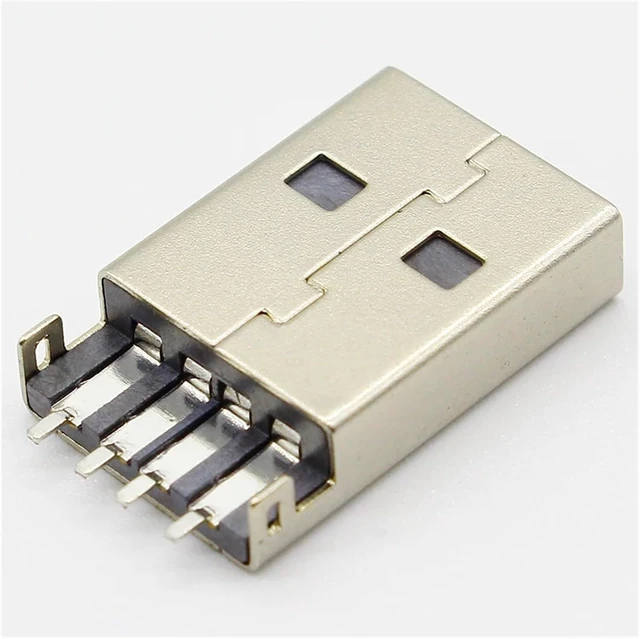 Alt view image 2 of 5 - 10pcs/lot USB 2.0 4Pin A Type Male SMT Connector Black G49 for Data Transmission Charging