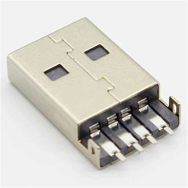 Alt view image 3 of 5 - 10pcs/lot USB 2.0 4Pin A Type Male SMT Connector Black G49 for Data Transmission Charging