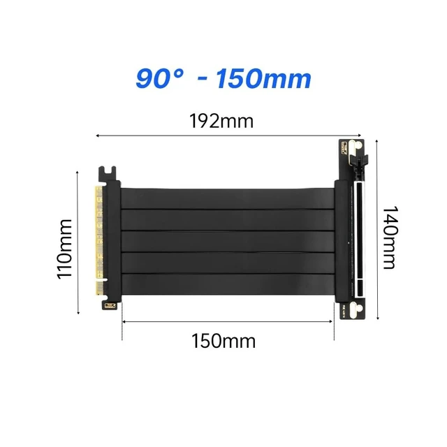 Alt view image 2 of 5 - PCIE 4.0 Extension Cable Black 90°Angle High-Speed Flexible GPU X16 Riser Cable Video Card Extension Cord(PCIE 4.0-15cm)