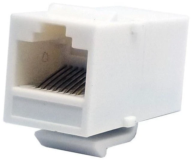 Main image of 5 Pack Inline Coupler Keystone Jack RJ45 Female-to-Female Cat6 Cat5e White