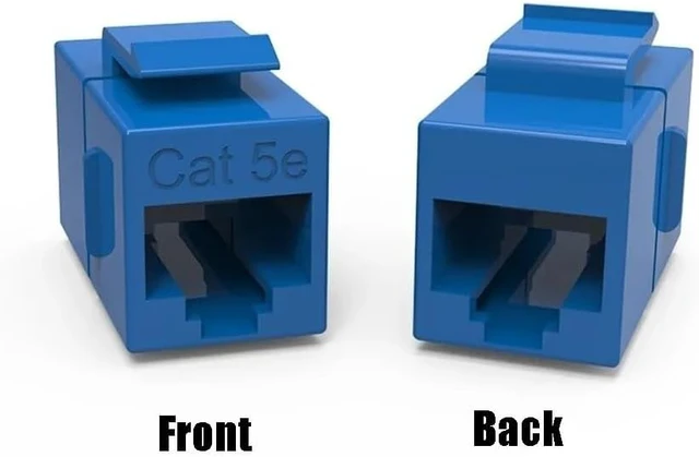 Alt view image 2 of 3 - 4X Cat5E RJ45 Ethernet Network Coupler Snap-in Jack F/F Keystone Blue
