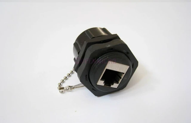 Alt view image 3 of 3 - CAT6 Shielded Panel Mount Bulkhead Coupler RJ45 Female to Female with Water Protective Cap