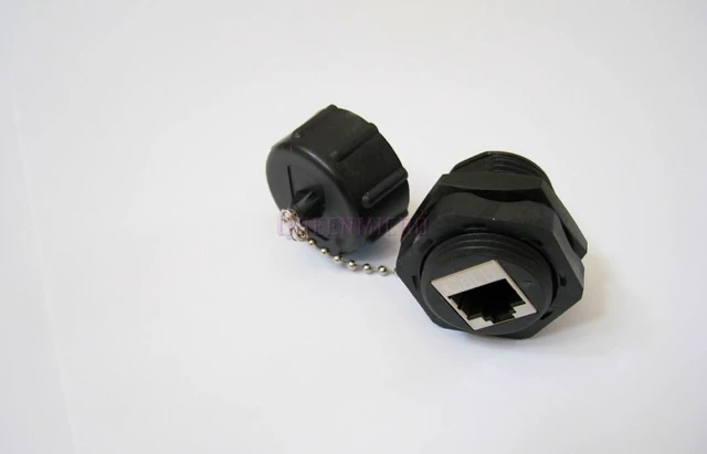 Alt view image 2 of 3 - CAT6 Shielded Panel Mount Bulkhead Coupler RJ45 Female to Female with Water Protective Cap