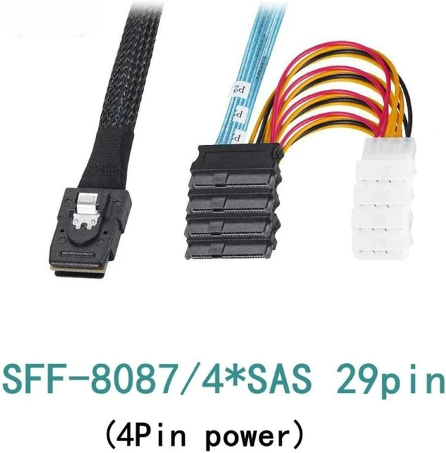 Alt view image 2 of 3 - SAS SFF-8087 to 4 SFF-8482 Compatible with SAS Host