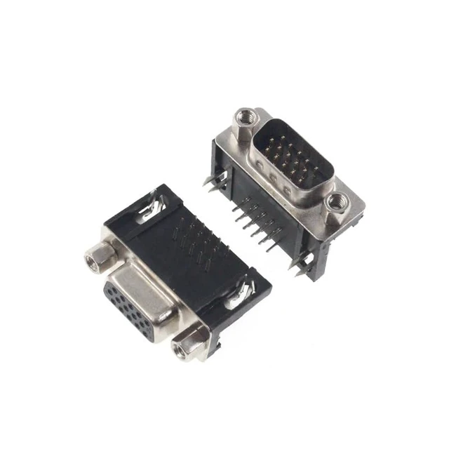 Alt view image 5 of 6 - 5/10PCS DR15 Female/Male Right Angle Welded D-Sub 15 Pin Connector RS232 Connector 90 Degree Bent Needle DB15(F,10PCS)