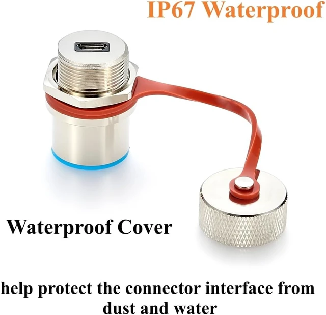Alt view image 5 of 7 - IP67 Waterproof Micro USB 2.0 Female to Female Panel Mount Connector