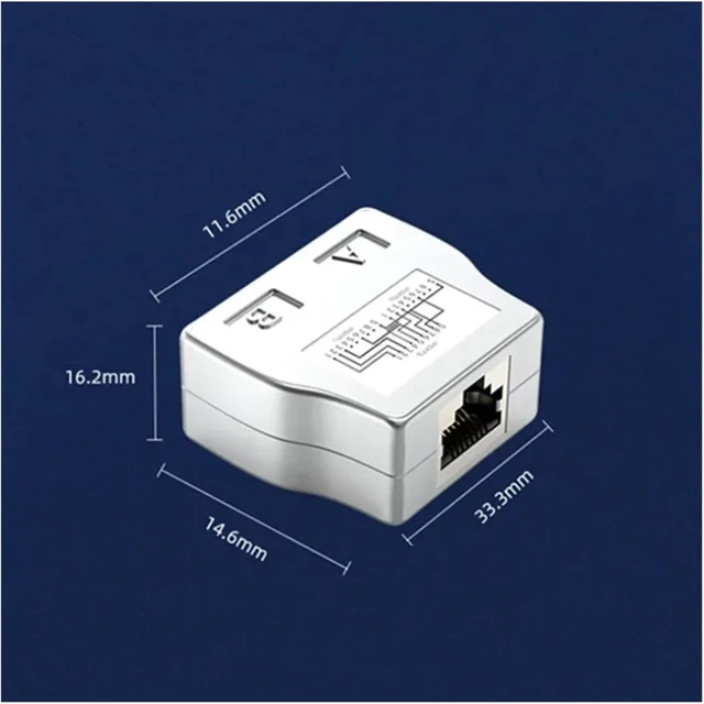 Alt view image 2 of 5 - 1 PCS RJ45 Coupler to 2 Way Splitter Connector Adapter Ethernet Modular(Silver 1 Pair)