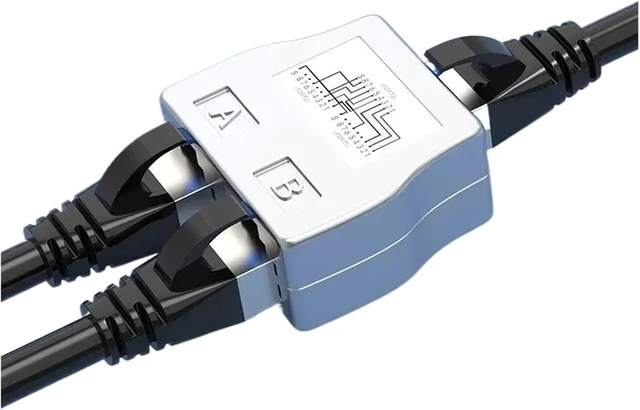 Alt view image 3 of 5 - 1 PCS RJ45 Coupler to 2 Way Splitter Connector Adapter Ethernet Modular(Silver 1 Pair)